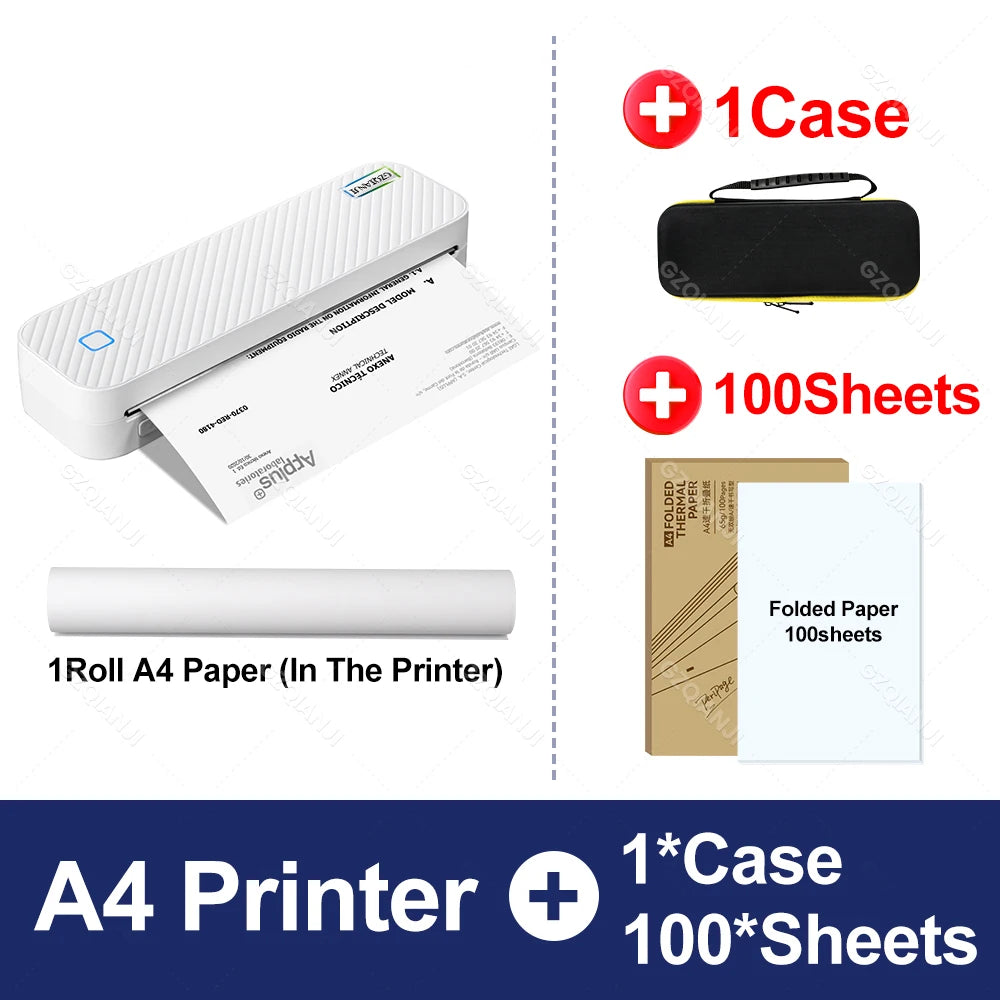 A4 Office School Company Mini Printer PDF Print A40 Portable Thermal Wireless Stencil Print Maker Machine with Papers Case