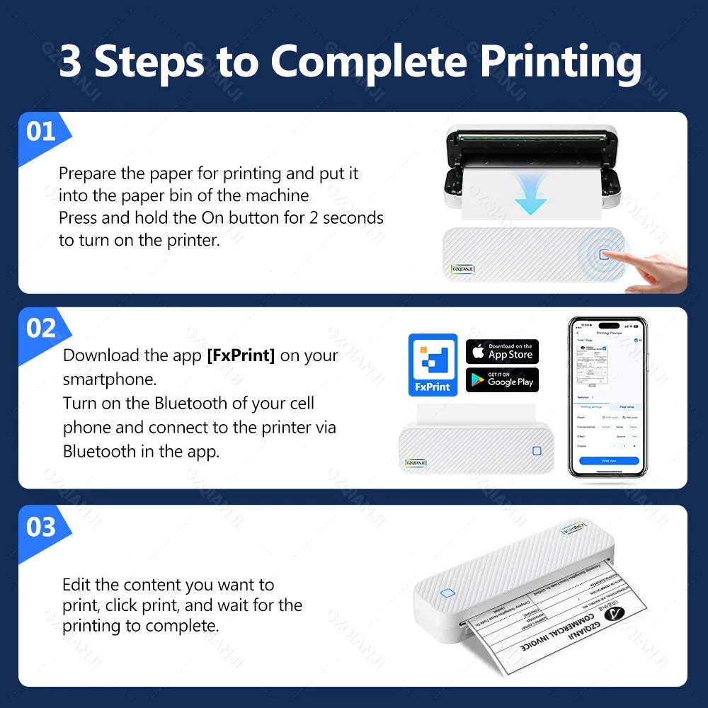 A4 Office School Company Mini Printer PDF Print A40 Portable Thermal Wireless Stencil Print Maker Machine with Papers Case