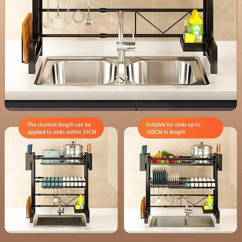 2 Tier Drainer Expandable Over Sink Shelfs and Dish Racks