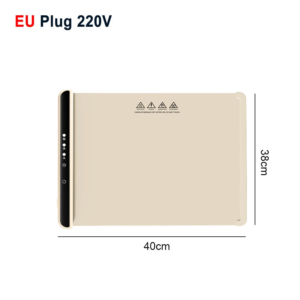 Electric Warming Tray, Food Warmer Plate, Foldable Portable, Smart Food Fast Heating Mat