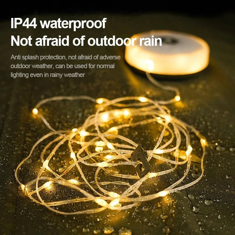 Camping Light 10Meter Recyclable Rolling String Light Waterproof Tent Lamp