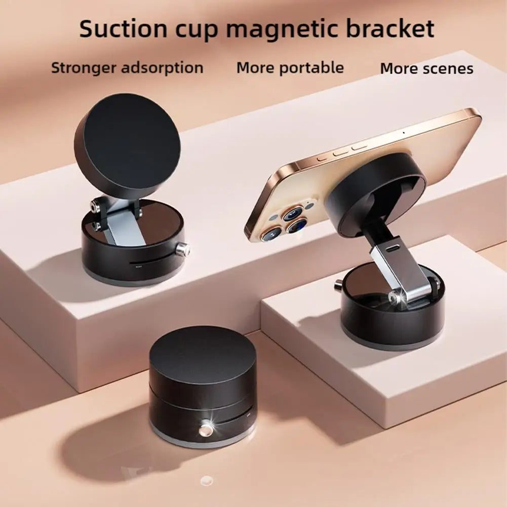 Vacuum Magnetic Mobile Phone Holder, Foldable Phone Holder with Suction Cup Bracket