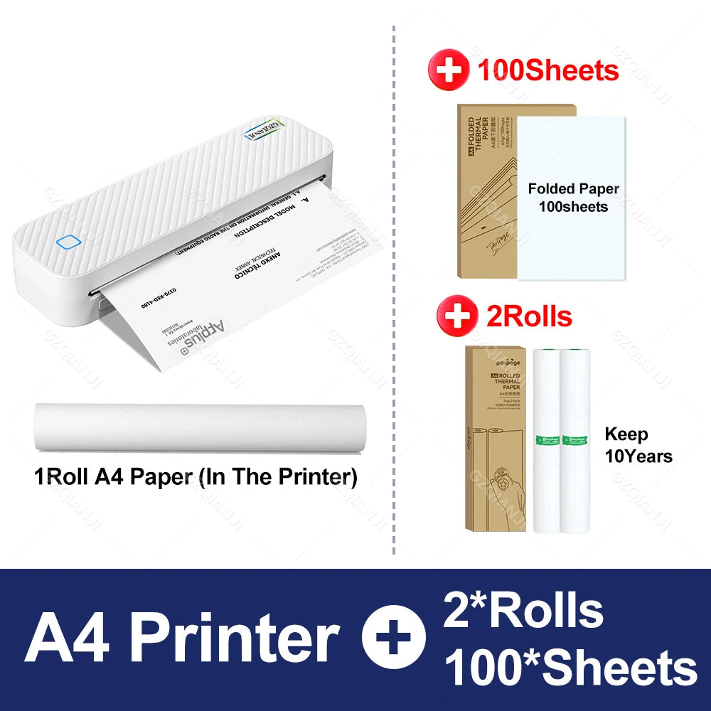 A4 Office School Company Mini Printer PDF Print A40 Portable Thermal Wireless Stencil Print Maker Machine with Papers Case