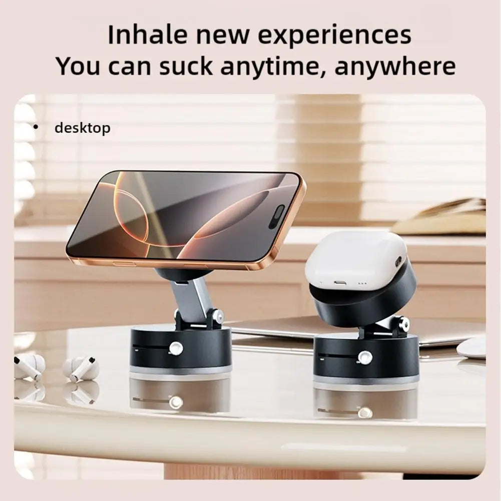 Vacuum Magnetic Mobile Phone Holder, Foldable Phone Holder with Suction Cup Bracket