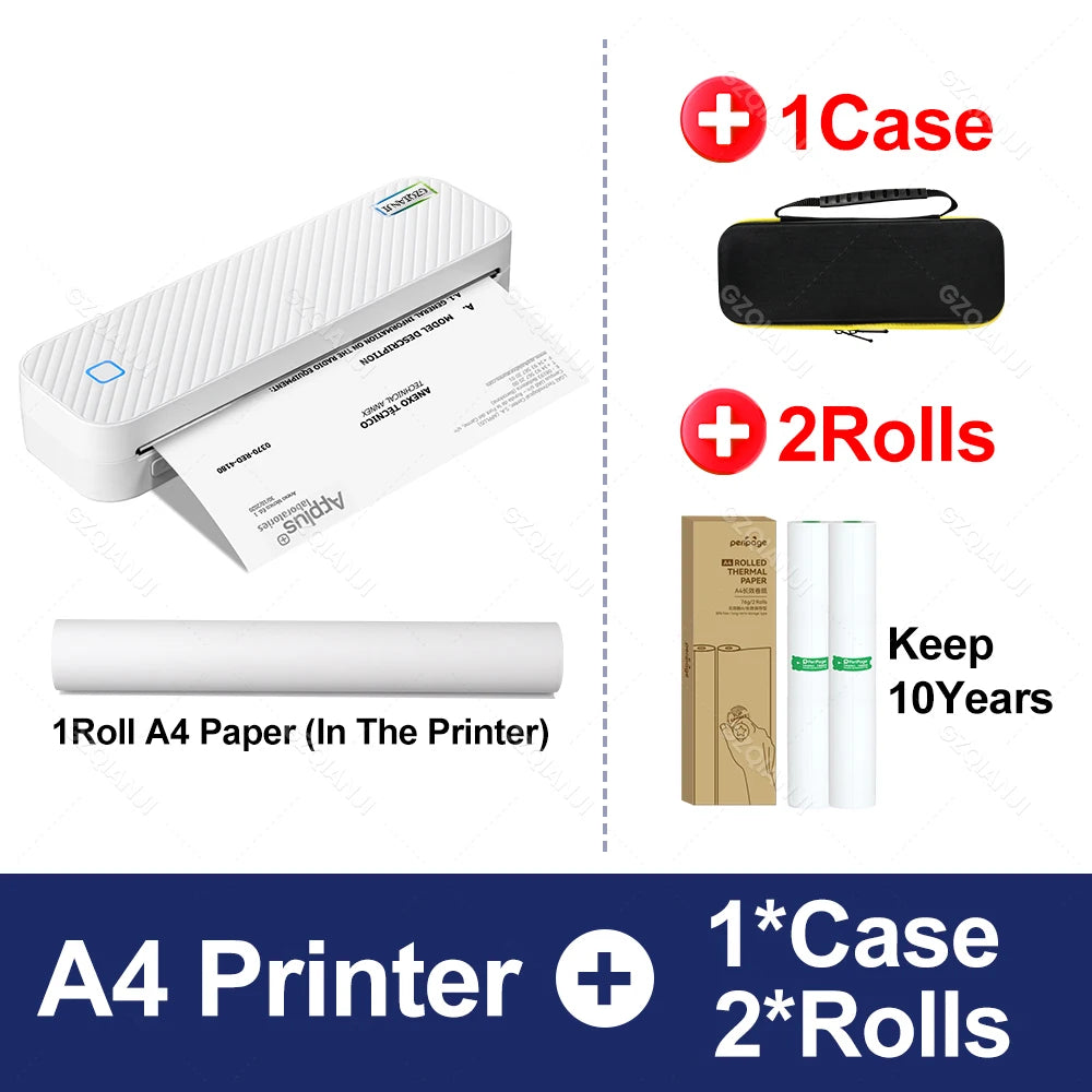 A4 Office School Company Mini Printer PDF Print A40 Portable Thermal Wireless Stencil Print Maker Machine with Papers Case